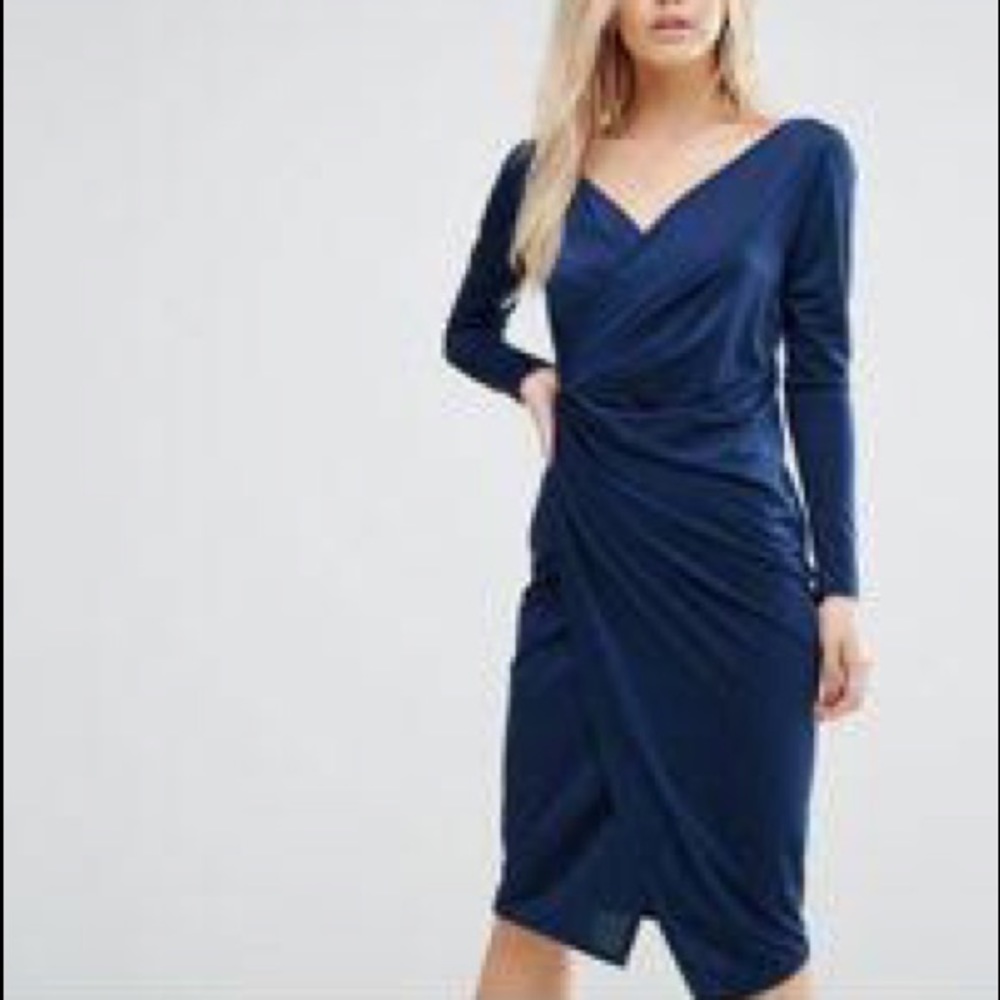 Asos navy long sleeve dress size 0 petite NWOT